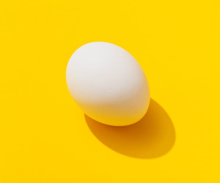 white egg in yellow background